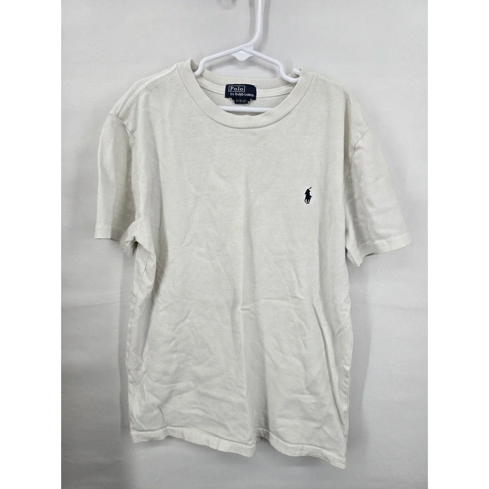 Polo Ralph Lauren Mens Cream Off White Short Sleeve Pony Logo T-Shirt M 10-12